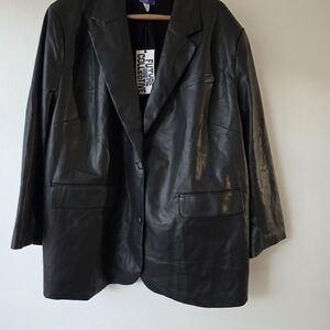 Future Collectiva Black Leather Blazer Jacket